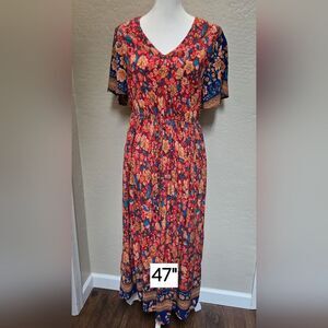 Floral Maxi Dress with Butterfly Sleeve. Size M